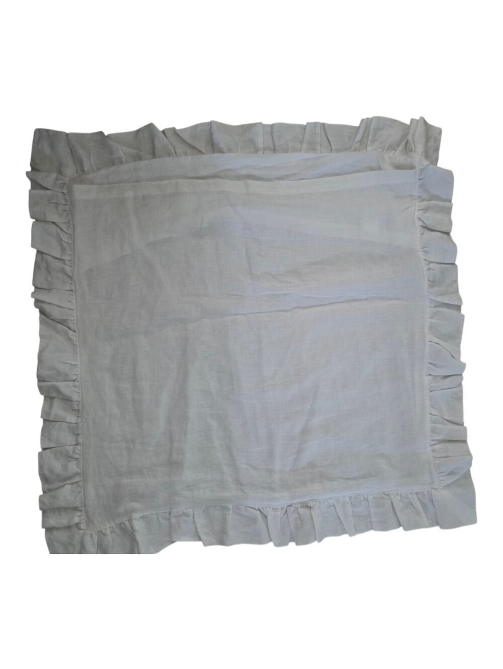 Pottery Barn White Linen Ruffled Sham, Shabby Chic - Picture 2 of 9